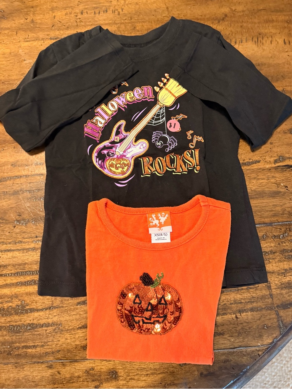 Halloween Rocks Black Graphic Tee + Orange Pumpkin Tee - 2pc